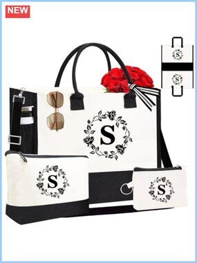 Personalized Canvas Tote Bag with Double-Sided Embroidery, Adjustable Strap,